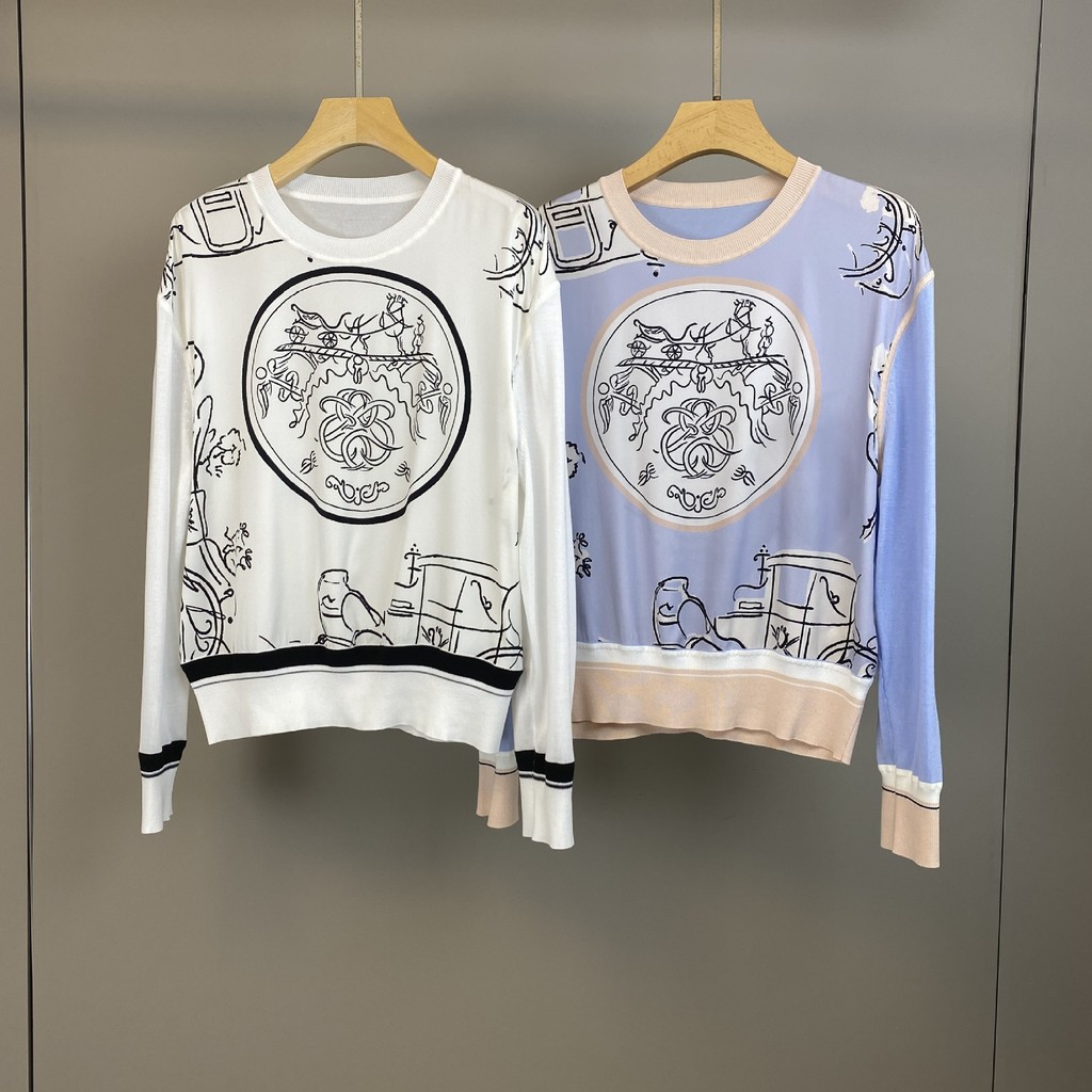 R0P2 Italy L/P 26Early spring new style silk-cotton round-neck color-blocked knitted short-sleeve fa