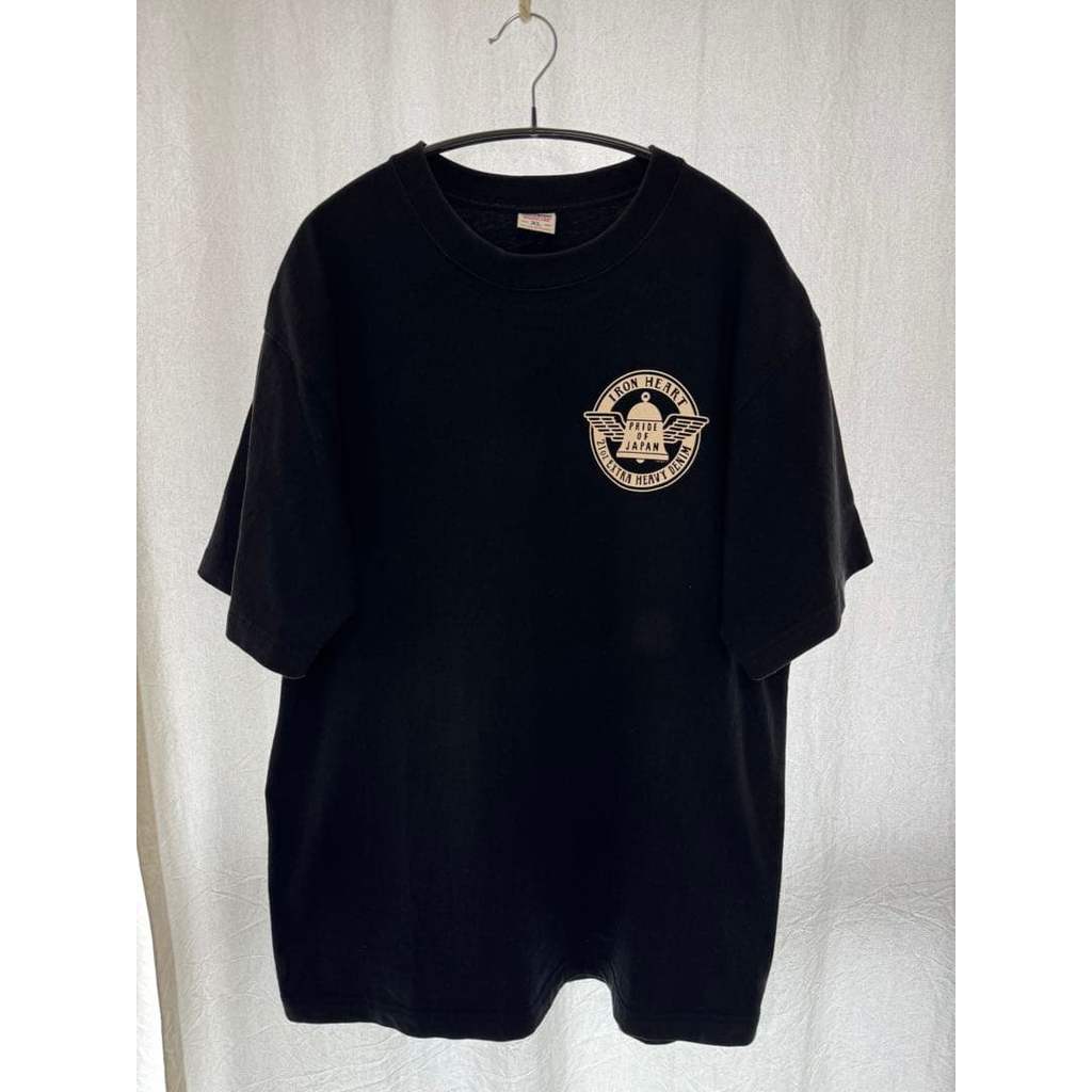 IRON HEART เสื้อยืดพิมพ์ลาย สีดำ ไซส์ XL ของแท้จากญี่ปุ่น มือสอง