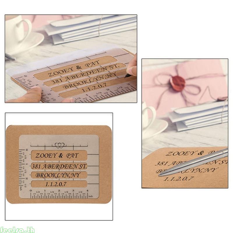 Feela 4 ชิ้น Craft Addressing Guide สมุดบันทึก Multi-use Letter Envelope Stencil Template