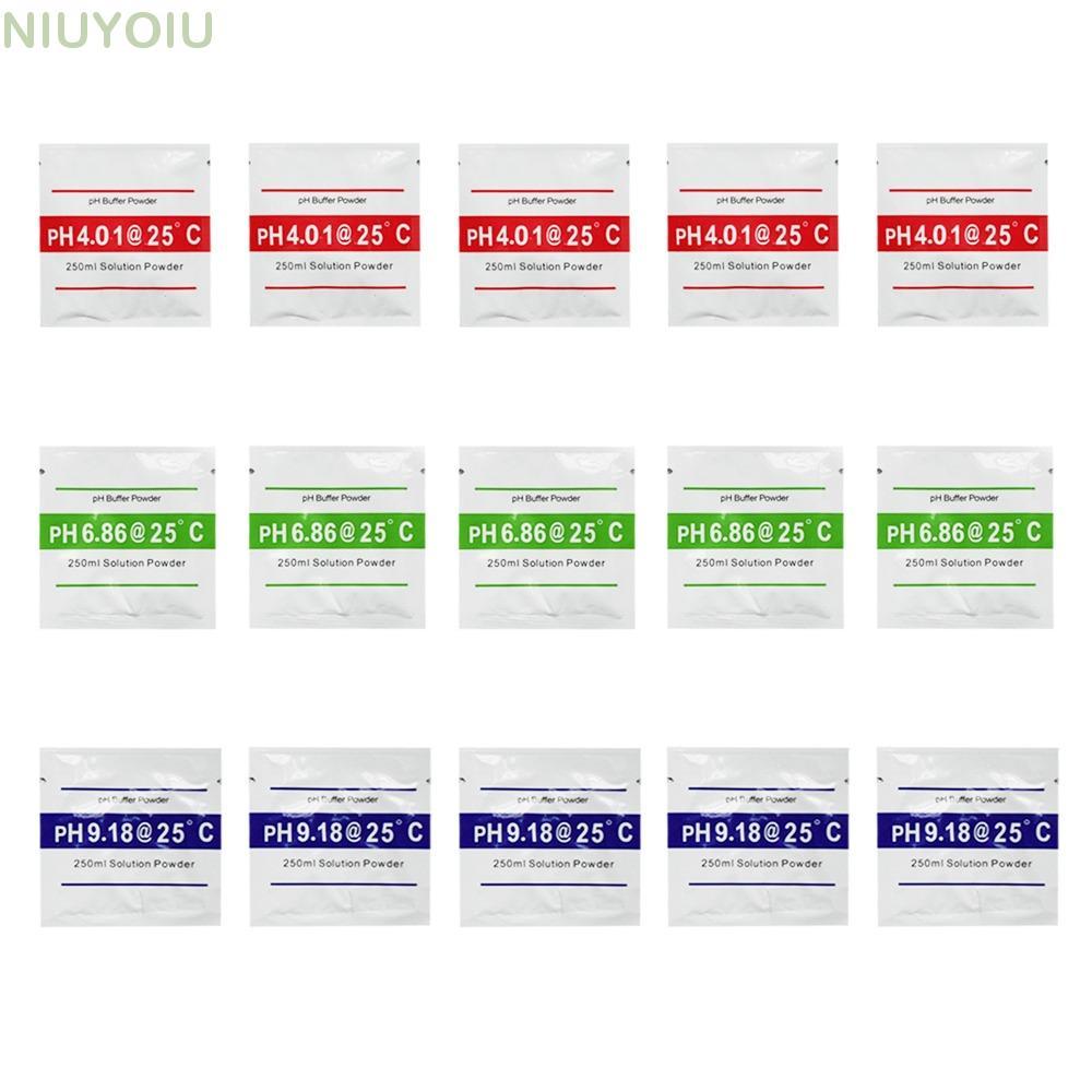 NIUYOIU 15 ชิ้น PH Buffer Solution Powder, PH 6.86 PH 9.18 PH Meter Calibration Solution Powder, Cal