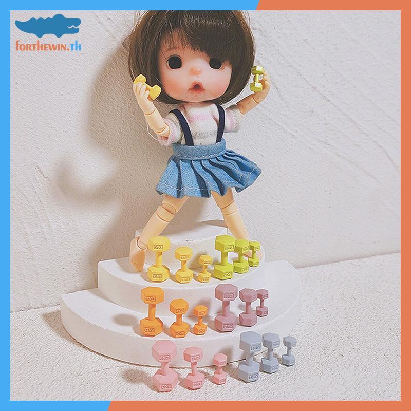 Forthewin 1/12 Dollhouse Miniature Barbell Dumbbells ฟิตเนสยิม Mini Dumbbells ของเล่น th