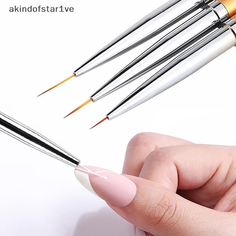 [ใหม่] 3pcs French Stripe Nail Art Liner Brush Set 3D Tips Liner DIY Drawing Pen Uv Gel Brushes Pain