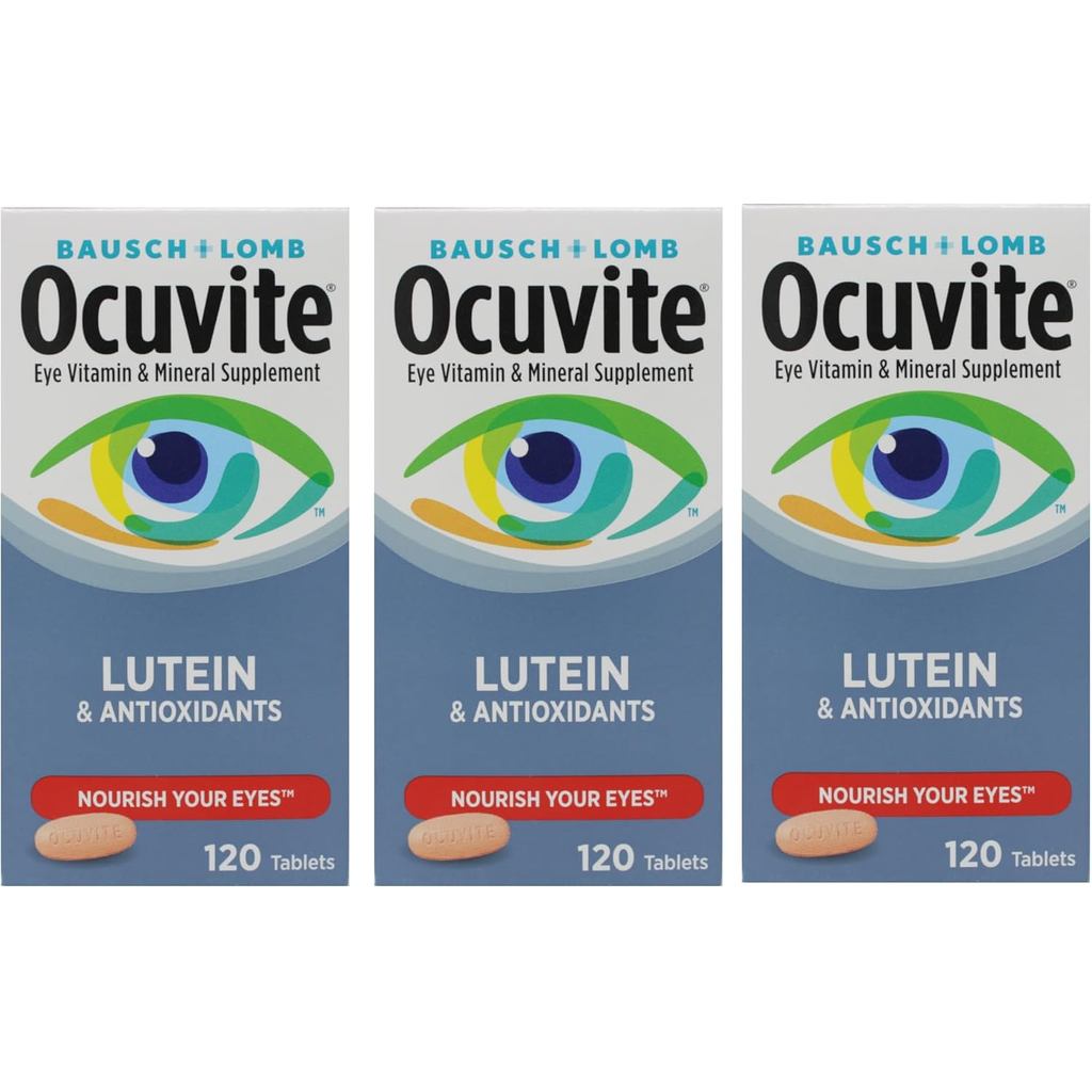 Bausch + Lomb Ocuvite วิตามินและแร่ธาตุเสริมพร้อม Lutein ขวดนับ 120 ขวด (แพ็ค 3 ชิ้น)