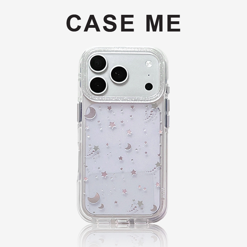 Chic Bling สีม่วง Star Moon ลูกไม้โทรศัพท์มือถือสําหรับ iPhone 14 15 16 17 Pro Max iPhone 13 Clear Dirt ทน Anti-fall IMD โทรศัพท์มือถือ