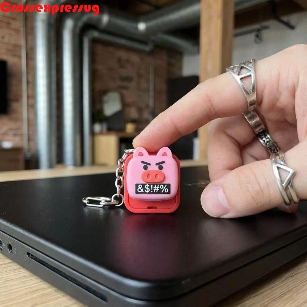 VORTEX พวงกุญแจปุ่มหมูสีชมพู, Swear Sound Muffler Sound Keyboard พวงกุญแจ Fidget, พวงกุญแจเสียงแสงเส