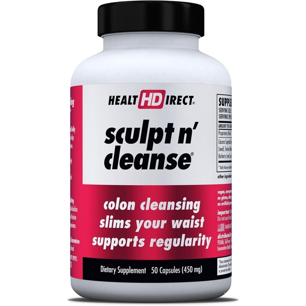 HEALTH DIRECT Sculpt n Cleanse Herbal Colon และ Gut Cleanse 50 แคปซูล