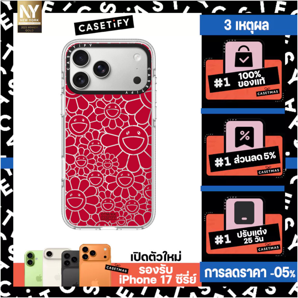 CASE CONNECTION Case เคส IP 12-17 Pro Max TAKASHI MURAKAMI x CASE CONNECTION Case:MULTI-FLOWERS (RED