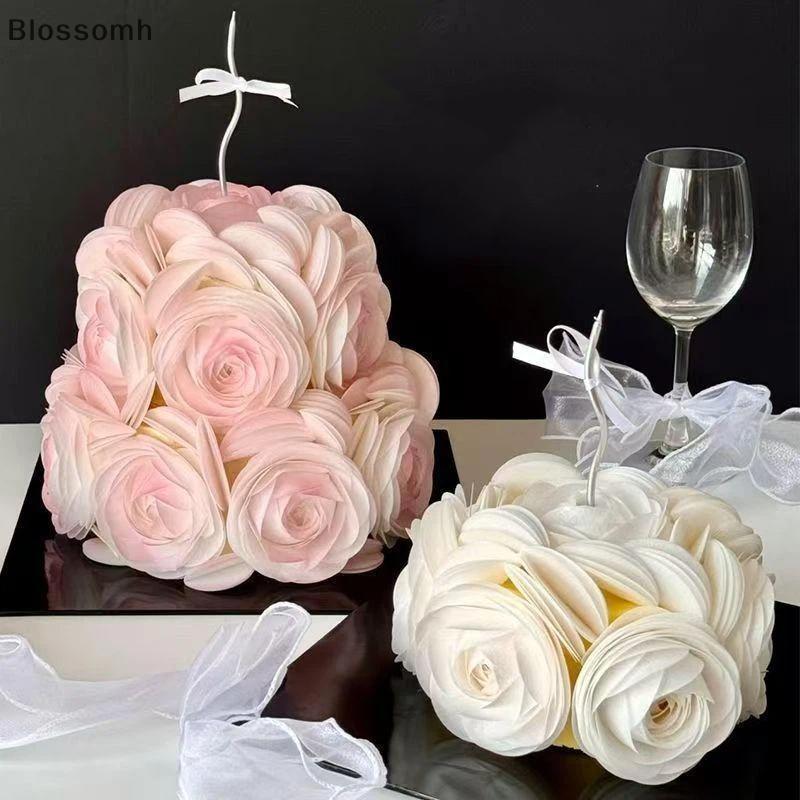[Blossomh] สีชมพู Rose Design Round Wafer Paper Plate ตกแต่งเค้กที่กินได้สําหรับวันแม่ DIY Baking Gi