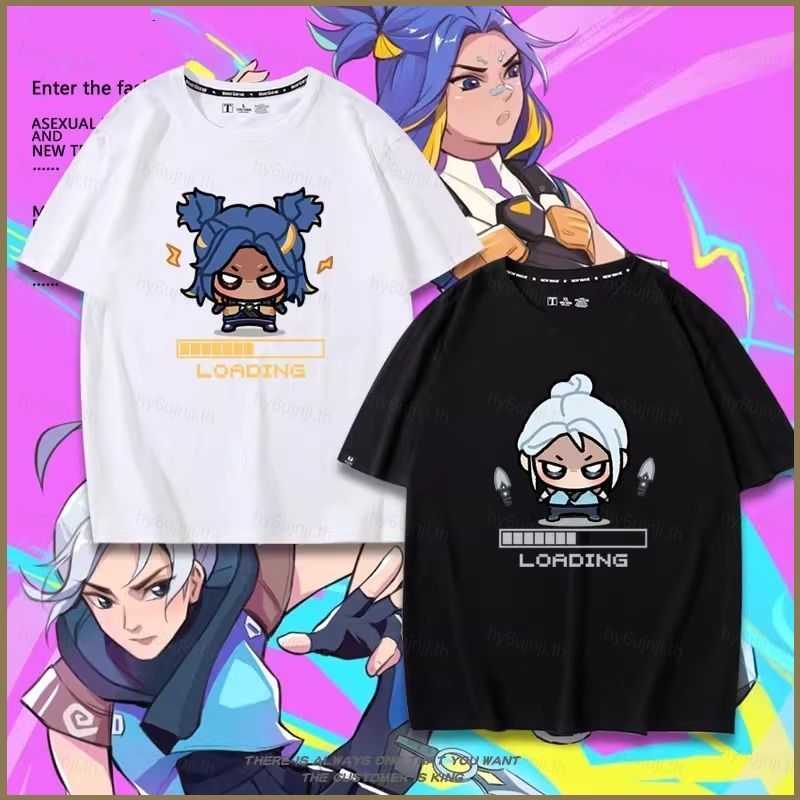 VALORANT Jett Neon เกมเสื้อยืดฤดูร้อน Anime Short Sleeve Top
