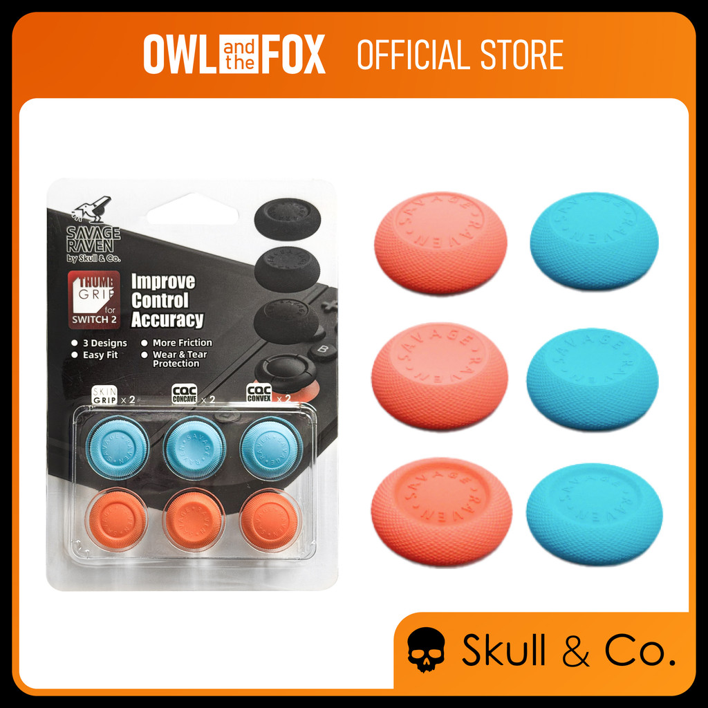 Skull & Co Nintendo Switch 2 Joycon Thumb Grip Cover หมวกซิลิโคน Analog Savage Raven โดย Skull & Co