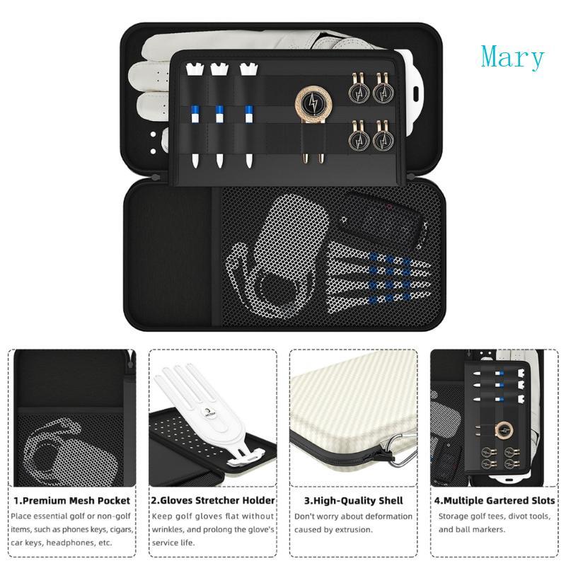Mary Golf Glove Holder Glove Case with Golf Gloves Stretchers Hook Protective Case