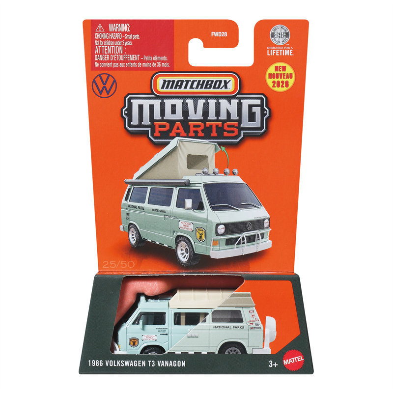 Matchbox FWD28 ชิ้นส่วนที่สามารถเคลื่อนย้าย Volkswagen Bus T3 Camping Car RV Matchbox