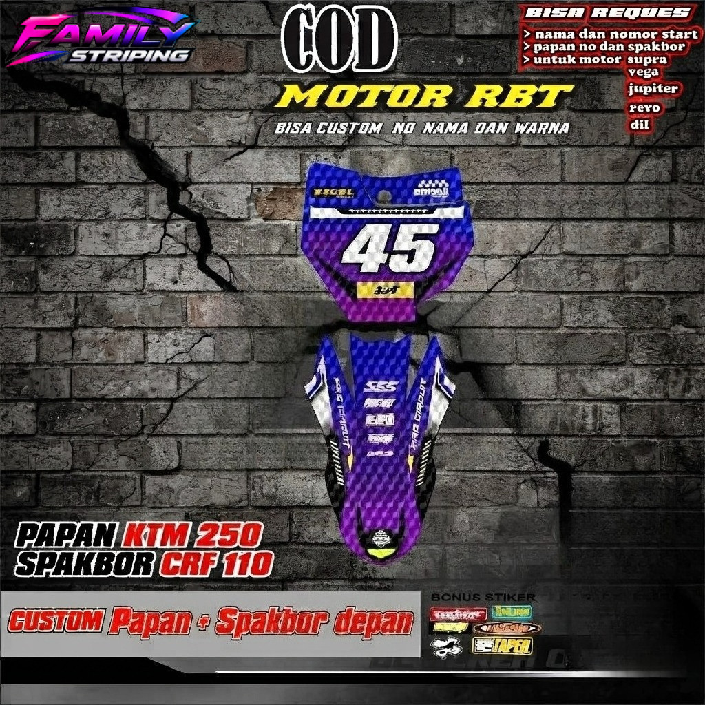 Ktm 85 250 Fender Crf 110 Number Plate Decal สติกเกอร์สามารถปรับแต่งด้วยชื่อและหมายเลข