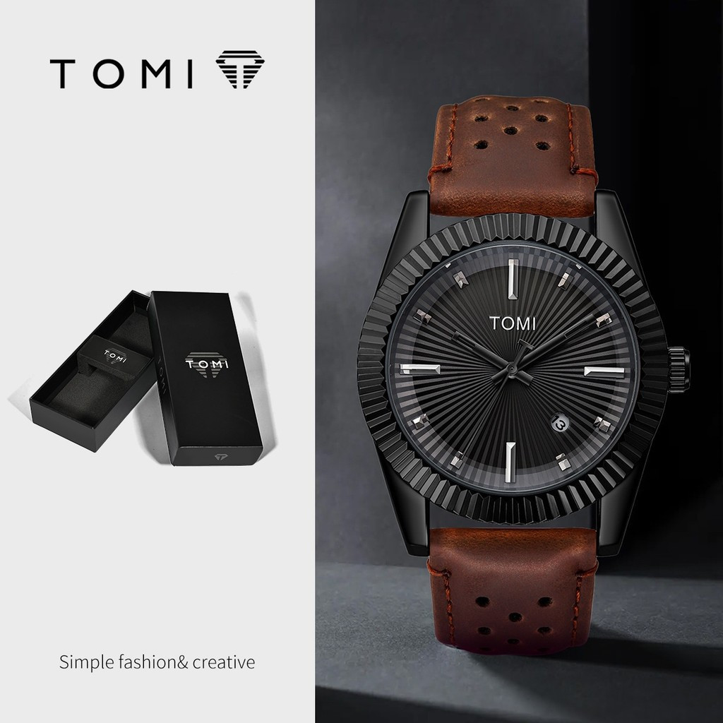 [อุปทานโรงงานโดยตรง] TOMI TOMI Fashion Simple Quartz Watch Gear Side with Calendar Mens Watch T098cs