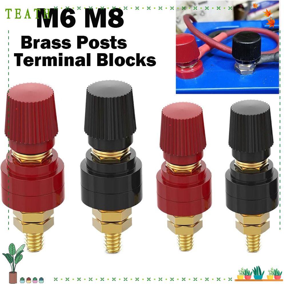 TEATH Posts Terminal Blocks, Red Black Brass Binding Post Terminal, M6 M8 Binding Post