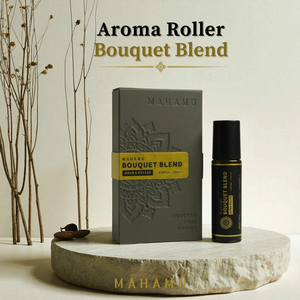 [✨ไมเกรน...แค่กลิ้ง✨] MAHAMU Bouquet Blend ลูกกลิ้ง น้ำมันไมเกรน ปวดหัว คัดจมูก วิงเวียน เมารถ หอมธร