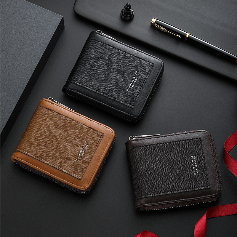 Simple Short Style Mens PU Leather Wallet Multi Card Case Multifunctional Folding Cash Wallet