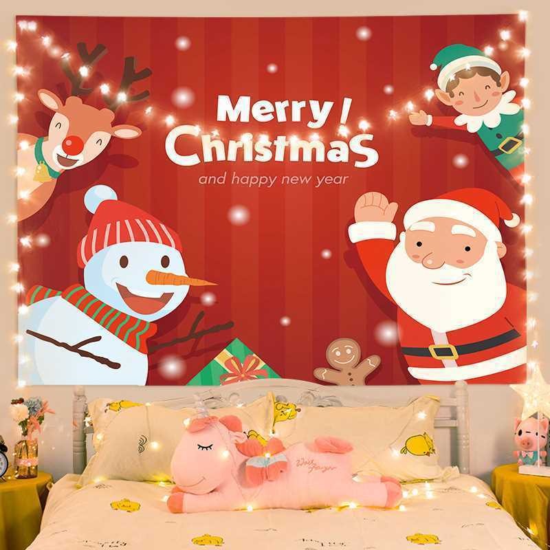 ผ้าม่านห้องนอนสไตล์นอร์ดิก สำหรับคริสต์มาสและปีใหม่ พร้อมพรมและภาพตกแต่ง