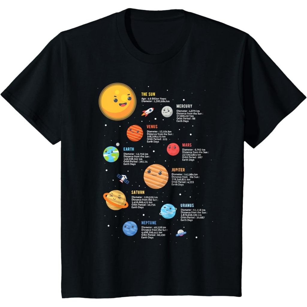 เสื้อยืดผ้าฝ้ายแขนสั้น tema ระบบสุริยะและวิทยาศาสตร์ 우주 для เด็กหญิงและเด็กชาย แฟชั่นฤดูร้อน
