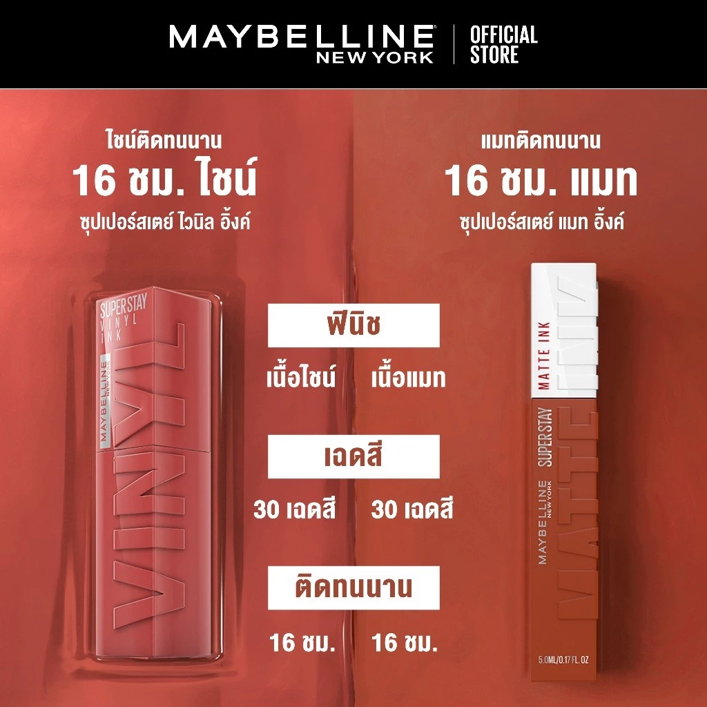 [ลิปฉ่ำวาวยอดขายล้านแท่ง*] MAYBELLINE SUPER STAY VINYL INK LIPSTICK เมย์เบลลีน ซุปเปอร์สเตย์ ไวนิลอิงค์ ลิปสติก thumbnail 9
