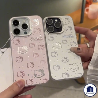 เคส IMD ชุบลายแมวคิตตี้สุดแฟชั่นเรียบง่ายเข้ากันได้กับ iPhone 11 17 14 16 15 13 12 Pro Max XR 16 7 8 Plus SE XS X