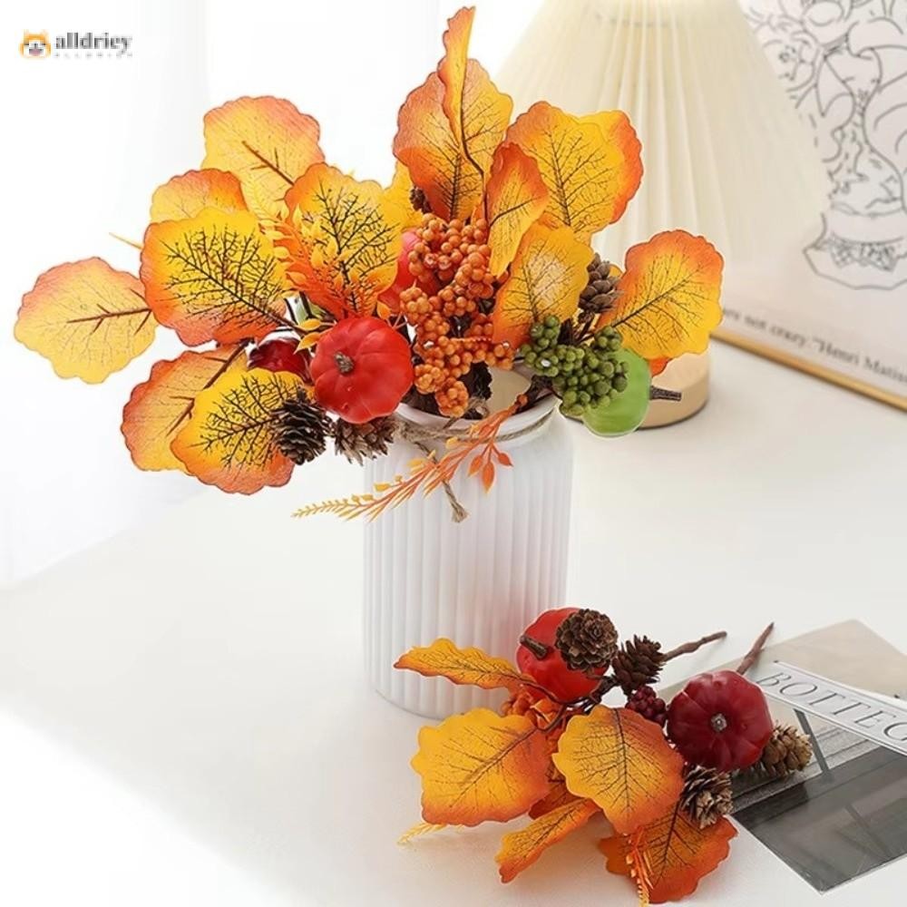 INTOONE ฟักทอง Maple Leaf Decor, Flannelette Berry สาขาฟักทอง Berry สาขา, เก็บเกี่ยวฤดูใบไม้ร่วงฟักท
