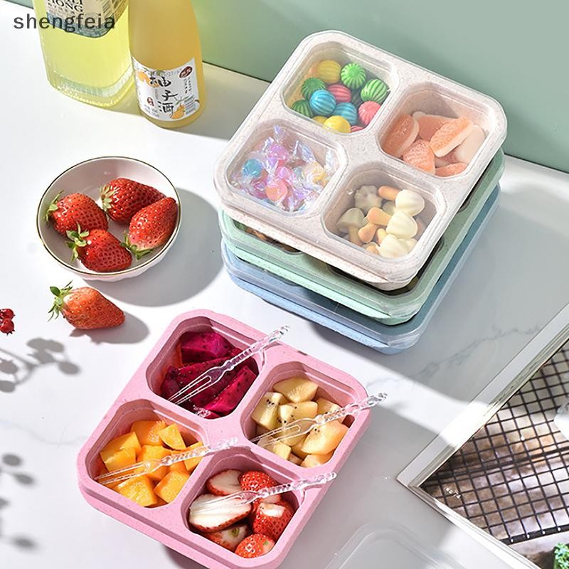 [SFI] Snack Box With Four Transparent Covers, Snack Plate With Dry Fruit Box, Tea And Meal Box, And 