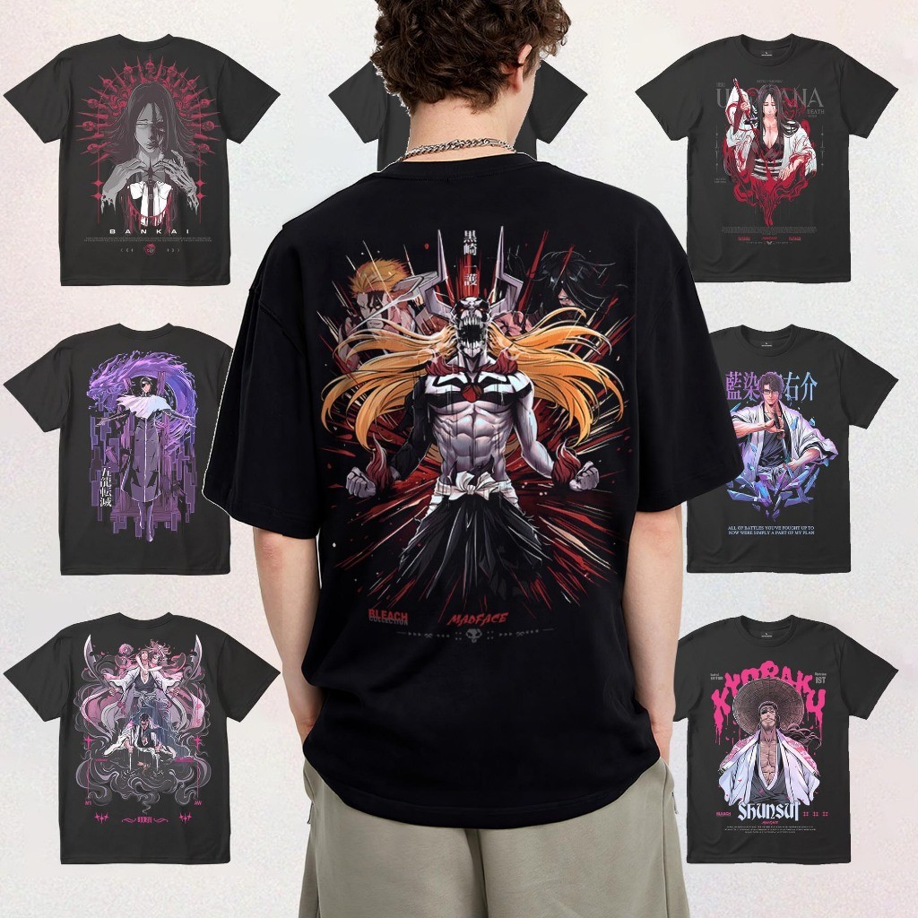 เสื้อยืดนักแสดงอนิเมะ Bleach unisex พร้อมลายของตัวละครหลัก