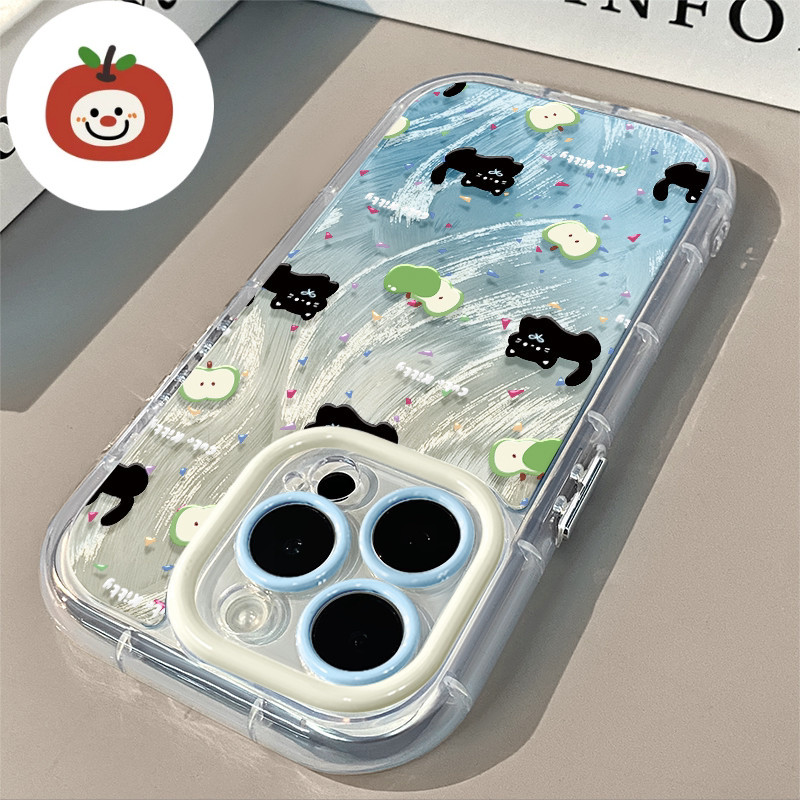 Textured Apple Cat Case Hp Poco C71 X7 F7 Pro C75 C65 X5 12 Lite Xiaomi Note 15 Pro 4G 5G M7 Pro 5G 15T Pro F7 M7 plus f7 C85 15 Ultra 14 5G M6 Pro X4 F6 M6 4G F4 12T 13T Pro 11 Lite X3 Gt F5 M3 M5S Tk2 Fullcover Soft Case