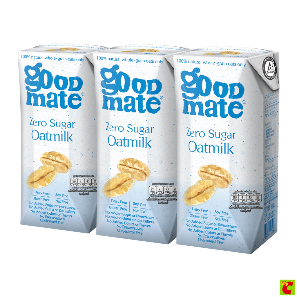กู๊ดเมท เครื่องดื่มน้ำนมข้าวโอ๊ตสูตรซีโร่ชูการ์ 180 มล. x 3 ชิ้น