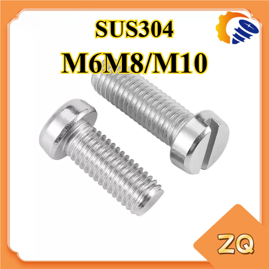 304 สแตนเลส one-slot สกรูหัวทรงกระบอก GB65 สกรู slotted หัวกลม bolt M6M8/M10ZQ-MB