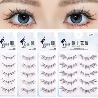 Eye แต่งหน้าขนตาปลอม Clear Stem Lash Extension Cross Nature ยาวผมนุ่มเครื่องสําอางความงามนํากลับมาใช้ใหม่ 5 คู่