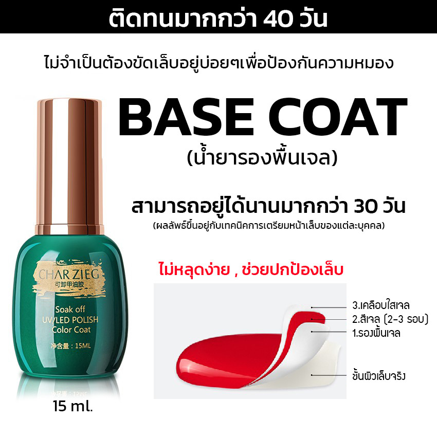 Top Coat (เคลือบสีเล็บเจล)/base coat ทาเล็บเจล สีทาเล็บเจล สีเจล ยาทาเล็บเจล(15ML)