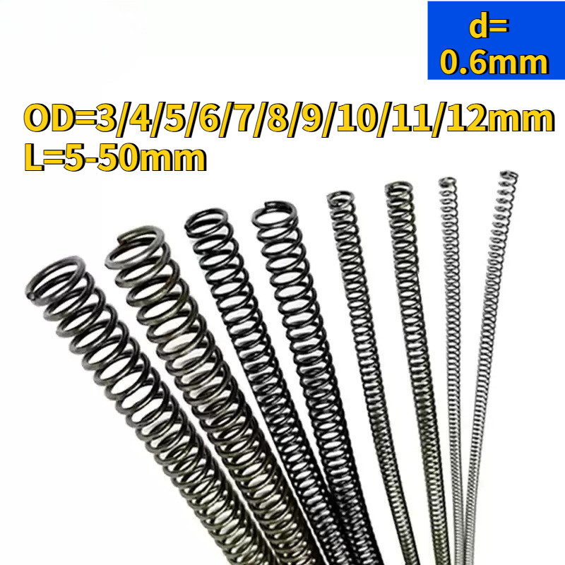 65Mn สปริงบีบเหล็ก d0.6mm*OD3-12mm*L5-50mm แรงดันแรง สปริงคืน สปริงอัด สปริงป้องกันความเมื่อยล้าGZ-M