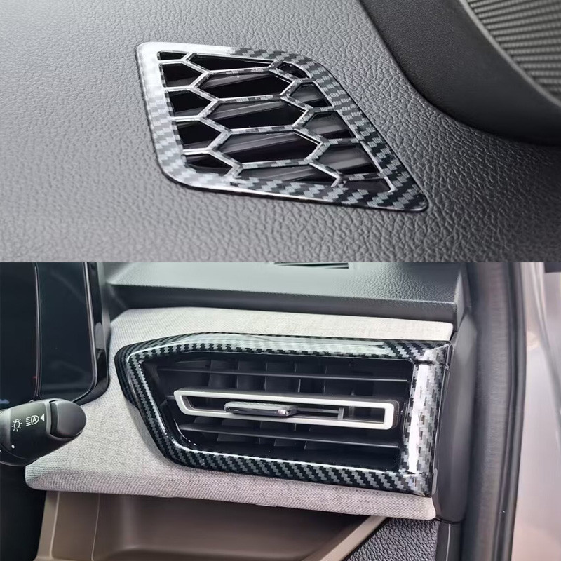 สําหรับ Mitsubishi Xforce Outlander sport 2025 2026 ABS คาร์บอนไฟเบอร์รถแดชบอร์ดด้านข้าง Air Conditioner Outlet Vent ฝาครอบ Trim