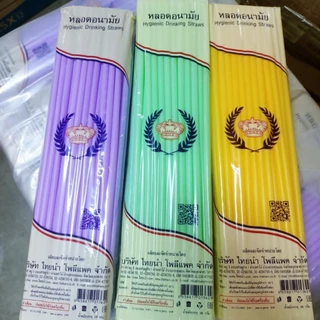 หลอด ตรง 6 มิล หลอดดื่ม ยาวพิเศษ คละสี มงกุฎ ขนาด ยาว 30.5 ซม. (10 ห่อ/แพ็ค)