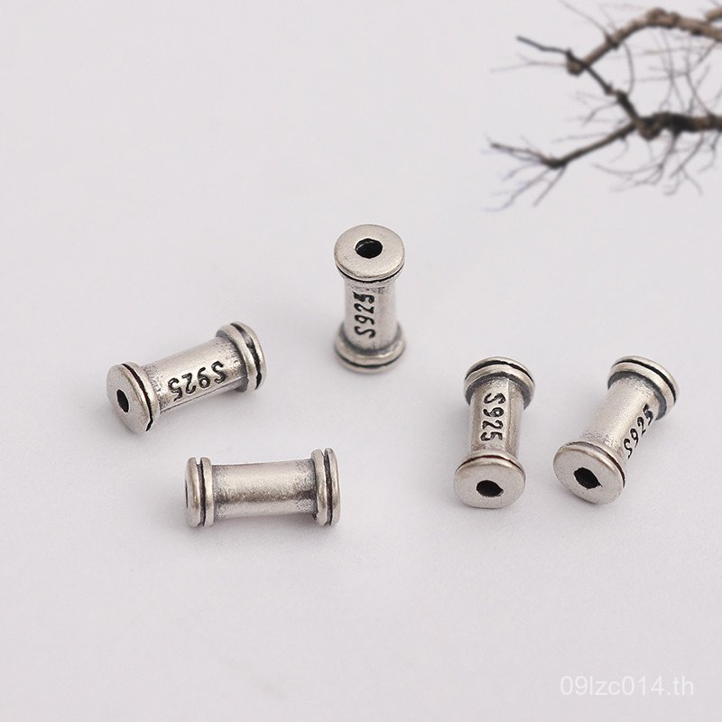 สายคล้องมืออุปกรณ์ขนาดเล็กบาร์เรลลูกปัดตรงหลอดทําเองเครื่องประดับสร้อยข้อมือส925ถักสร้อยคอลูกปัดเงิน