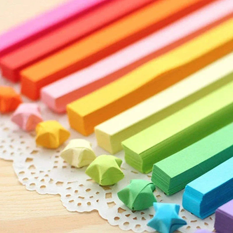 2025 คอลเลกชัน 540 แผ่น 27 สี Star แถบกระดาษสองด้านที่มีสีสัน Lucky Star Origami Diy Handmade Art Ho