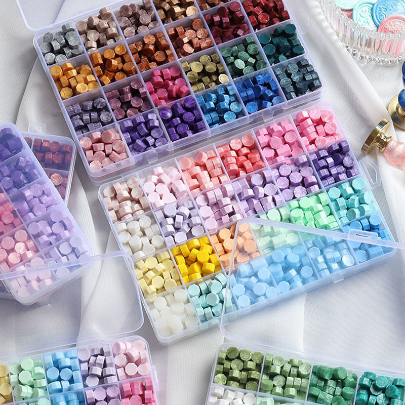 Fire Paint Wax Pellets 24 สี Lattice Boxed Wax Pellets Pearlescent Sealing Wax Fire Paint Sealing Wa