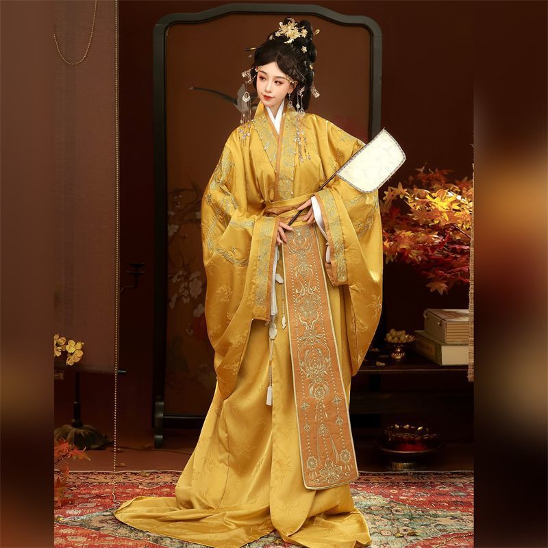 Drunk Time Pavilion [Origin] Original Hanfu ปรับปรุง Warring States Robe เย็บปักถักร้อย Handmade Beaded Trailing ปกติสีแดงสีเหลืองสีดํา Y251021