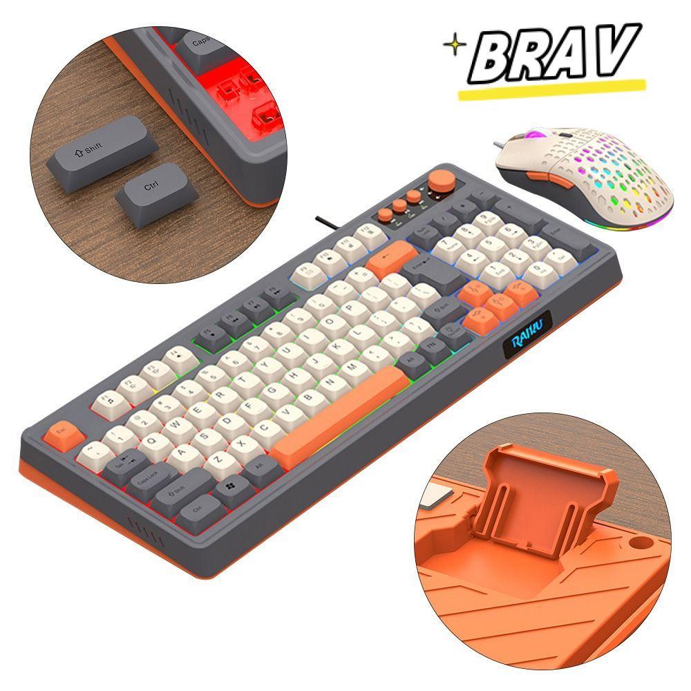 BRAV RAIDU T98 คีย์บอร์ด, Backlight 98 คีย์เค้าโครงคีย์บอร์ดเมาส์ชุด,การเชื่อมต่อ USB สายรุ้งสีแสงเก