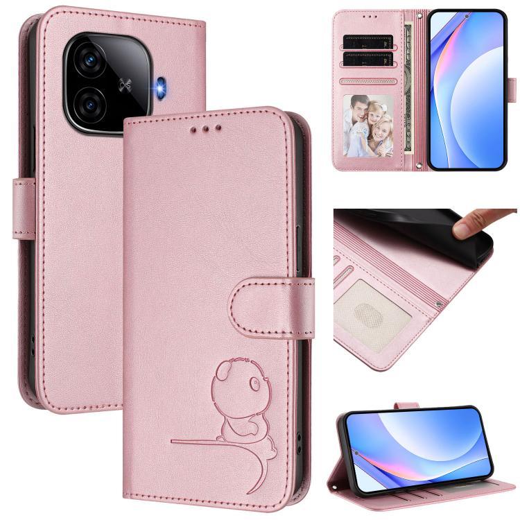 เตรียมจัดส่ง Litter Panda ลายนูน RFID หนังเคสโทรศัพท์พร้อมเชือกเส้นเล็กสําหรับ vivo iQOO Z9 / Z9 Tur