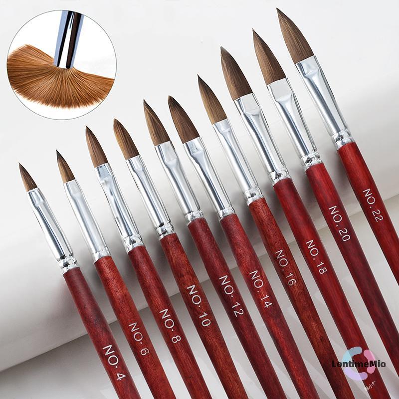 LontimeMio] Nail Art Brush Wood Handle Nail Art Mink Brush Gel Builder Nail Tools Nail Salon Size 4-