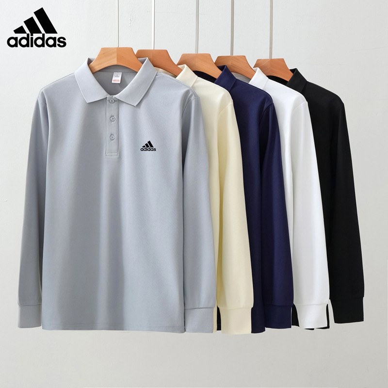 เสื้อโปโลแขนยาวสำหรับผู้ชาย แห้งเร็ว สีทึบ เหมาะสำหรับสวมใส่เป็นเสื้อลำลองปี 2025