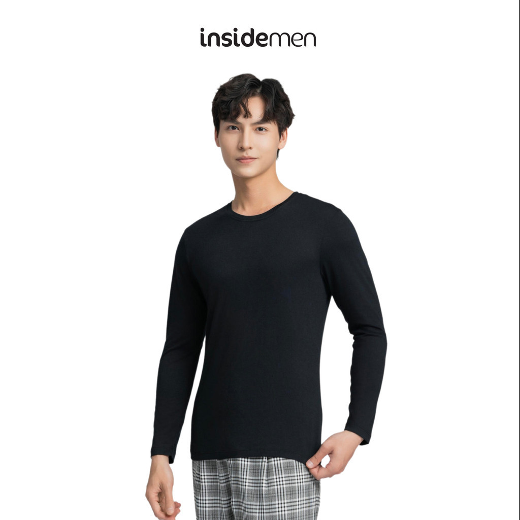 INSIDEMEN - เสื้อยืดกันความร้อนแขนยาวคอกลมผู้ชาย ILT021W3