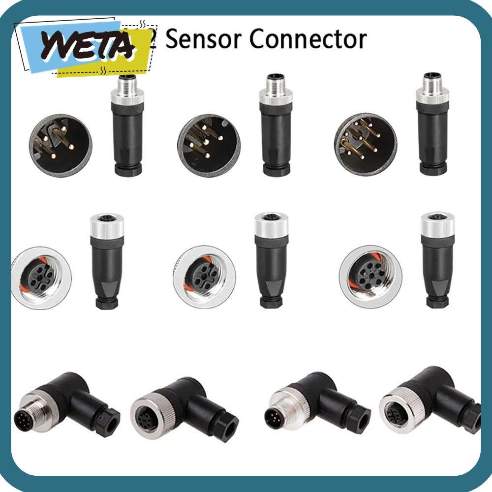 YVETA M12 Sensor Connector, 4 5 8 Pin Sensor Plug M12 Aviation Plug, A Type Sensor Connectors PG7 M1