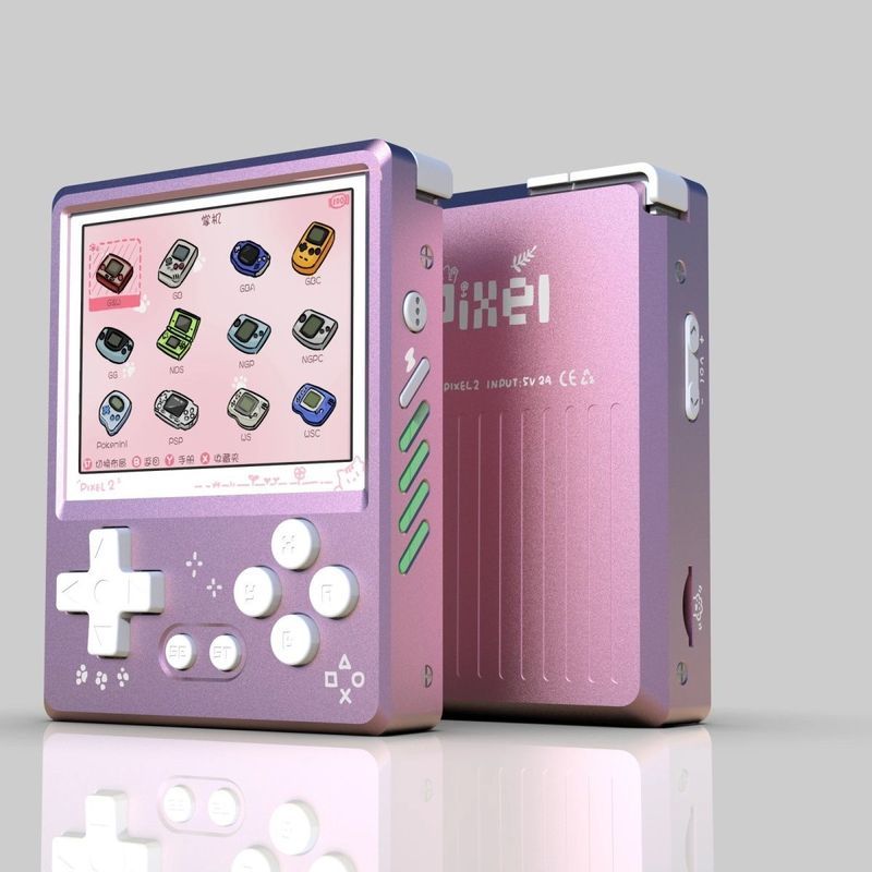 GKD Pixel2 Pink Limited Color Nostalgic เกมคอนโซลมือถือเกมอาร์เคดโลหะทั้งหมด CNC Made N