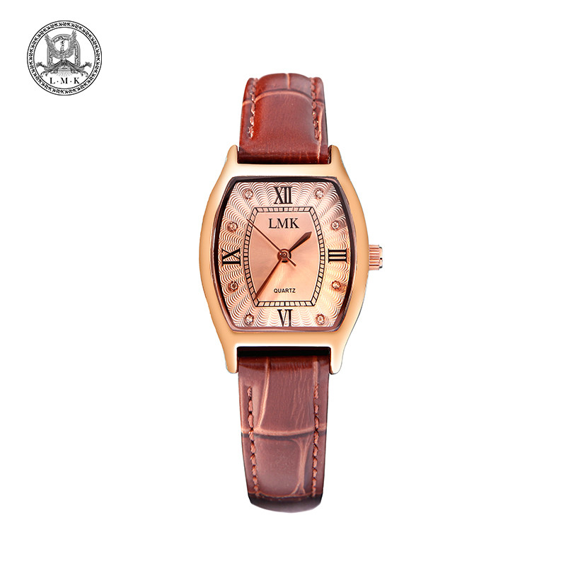 ฝรั่งเศส LMK Rose สีน้ําตาลขนาดเล็กนาฬิกาสุภาพสตรีนาฬิกาควอตซ์ประณีต Niche หรูหราแฟชั่นนาฬิกาหญิง L 