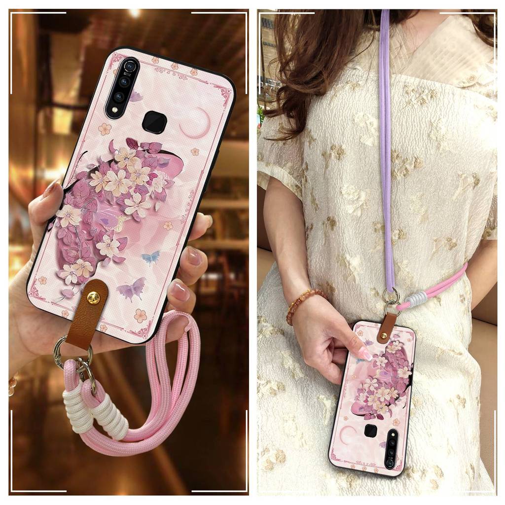 สร้อยคอTPUเคสโทรศัพท์สําหรับVIVO Z5X/V1911A/V1919A/Z1 Pro Lanyardน่ารักGraffitiแฟชั่นการออกแบบกันกระ
