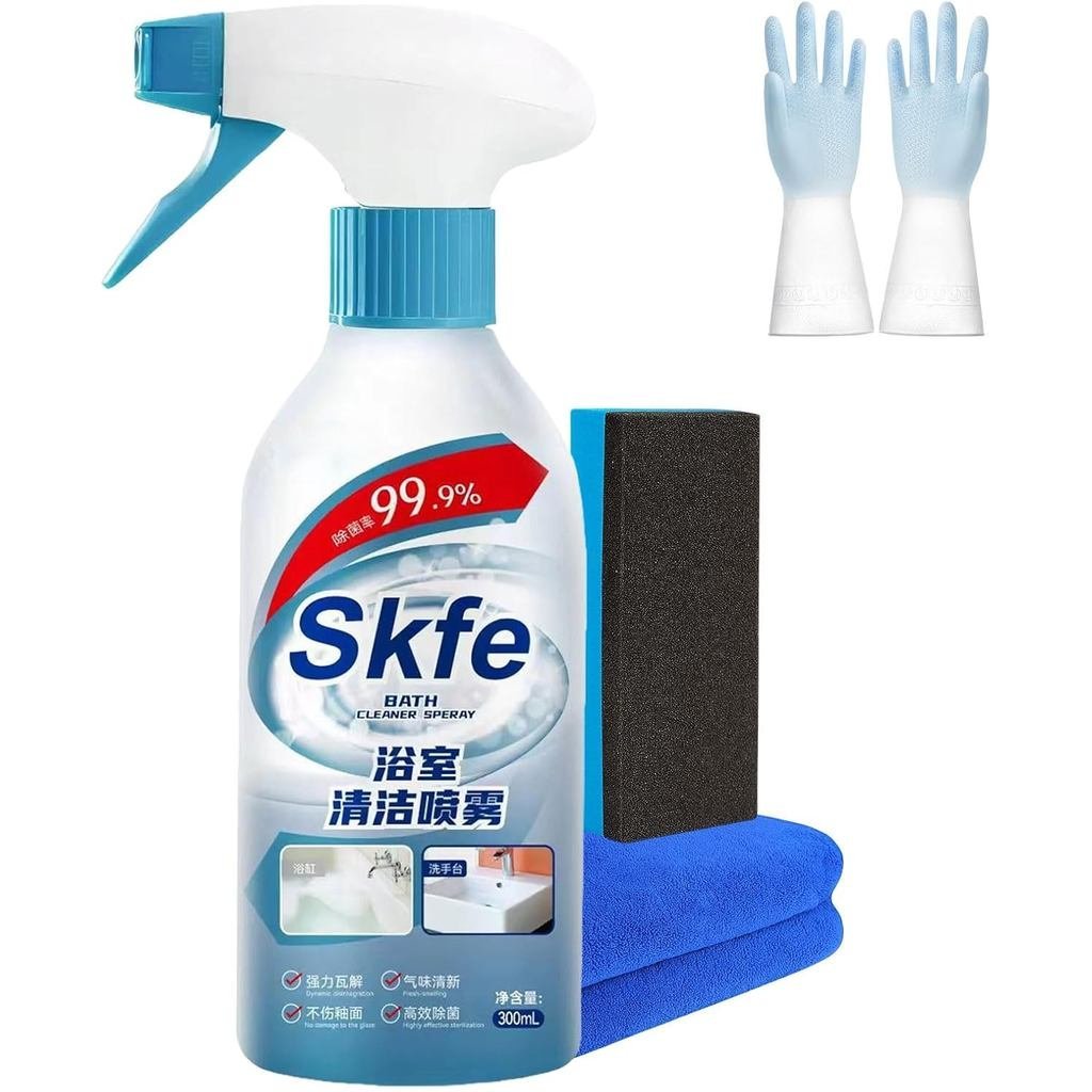 Skfe Bath Cleaner Spray Foam, 2025 อัพเกรดน้ํายาทําความสะอาดโฟม Descaler ห้องน้ํา, สําหรับห้องน้ําอา